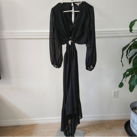 Blush Cutout Maxi Black Dress size Medium - Picture 2 of 14